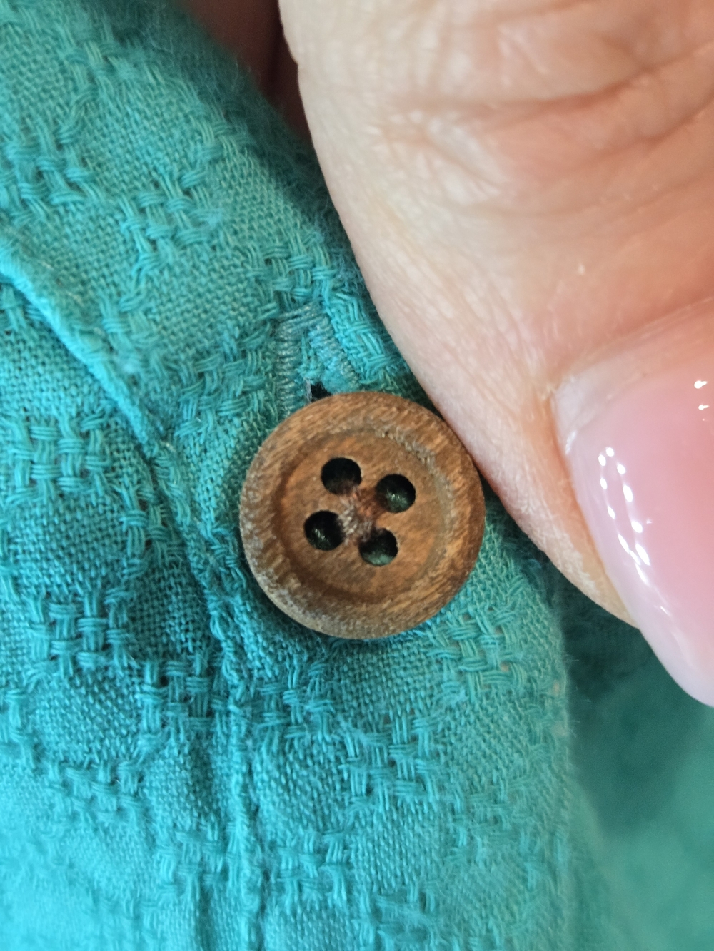 Bright Teal Button-Front Women’s Top - Picture 3 of 7